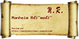 Manheim Rómeó névjegykártya